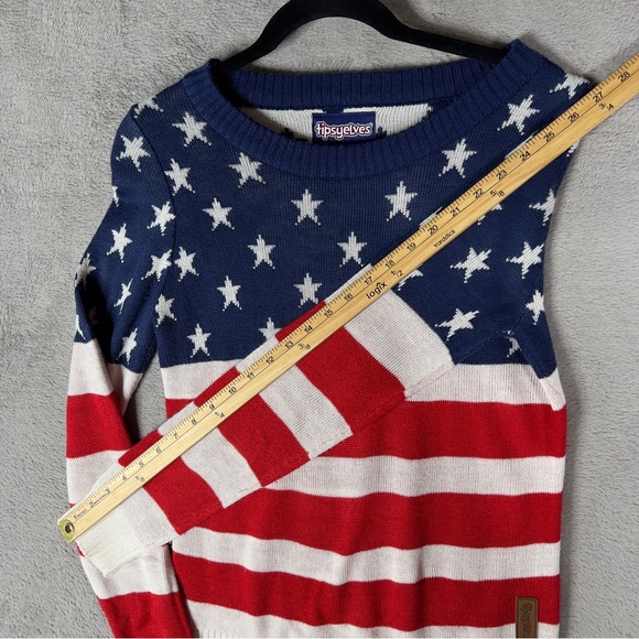 Tipsy Elves American Flag Sweater Women's Small Patriotic Stars And Stripes - Picture 9 of 11
